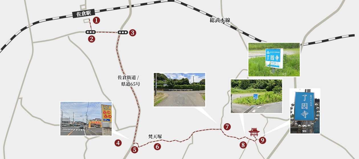JR佐倉駅からのルート案内